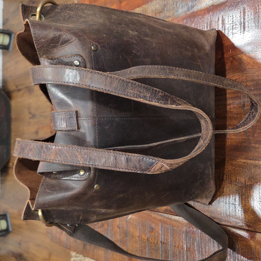 Vintage Genuine Brown Leather Men's Bag - Picture 6 of 14